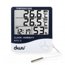 Diwu HTC-2 Problu Termometre Nem Ölçer Saat Takvim Diwu HTC-2 Problu Termometre Nem Ölçer Saat Takvim