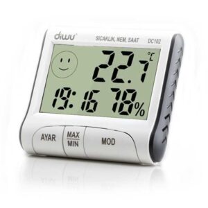Diwu Dc102 İç Mekan Termometre Nem Ölçer Saat