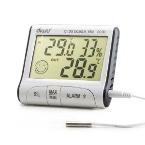 Diwu DC103 İç Dış Max-Min Prob Termometre Nem Ölçer