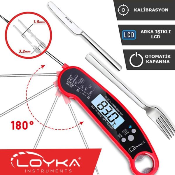Loyka INNO 502 Katlanabilir Problu Mutfak Termometresi (Kalibre Edilebilir)